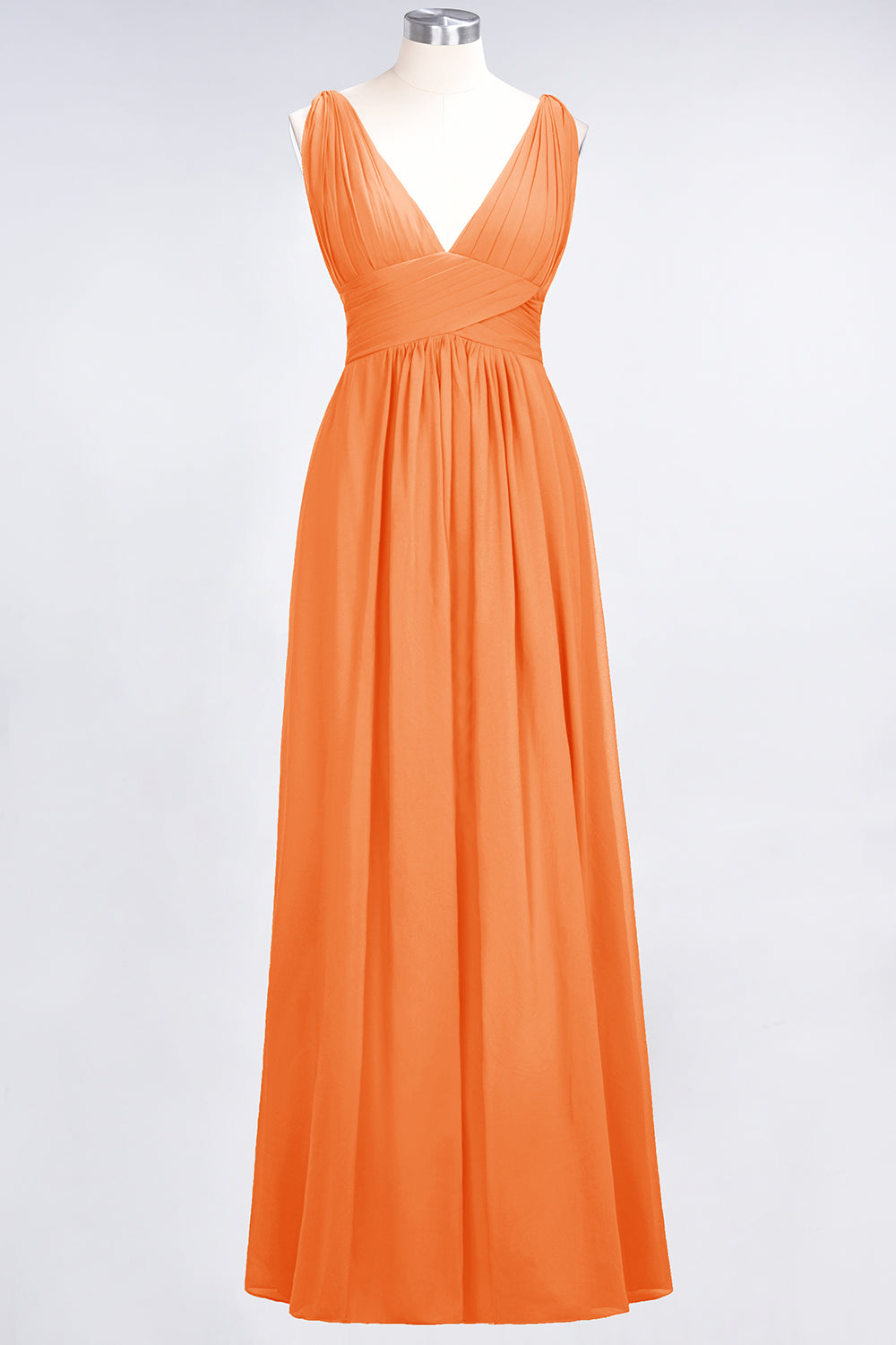 Elegant V-Neck Burgundy Chiffon Affordable Bridesmaid Dress with Ruffle-Babyonlines