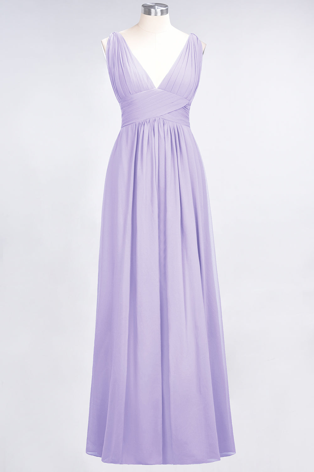 Elegant V-Neck Burgundy Chiffon Affordable Bridesmaid Dress with Ruffle-Babyonlines