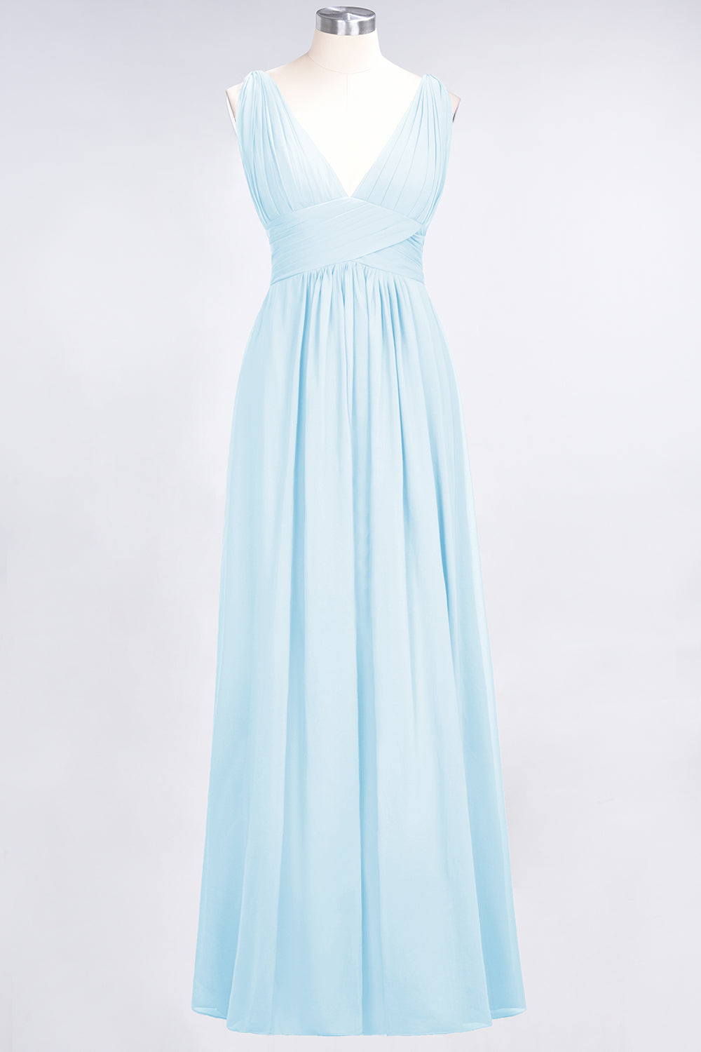 Elegant V-Neck Burgundy Chiffon Affordable Bridesmaid Dress with Ruffle-Babyonlines