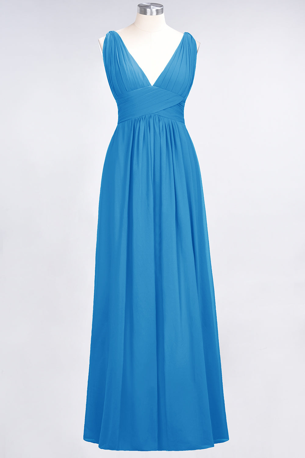 Elegant V-Neck Burgundy Chiffon Affordable Bridesmaid Dress with Ruffle-Babyonlines