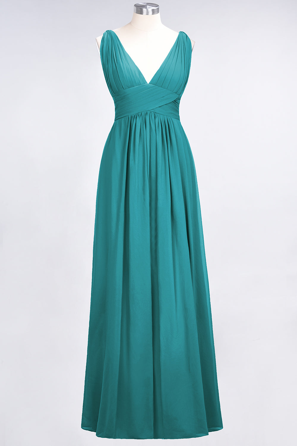 Elegant V-Neck Burgundy Chiffon Affordable Bridesmaid Dress with Ruffle-Babyonlines