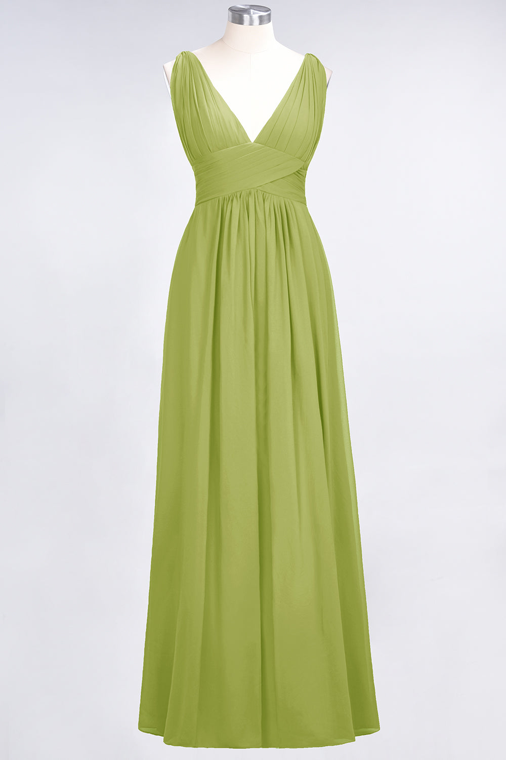 Elegant V-Neck Burgundy Chiffon Affordable Bridesmaid Dress with Ruffle-Babyonlines