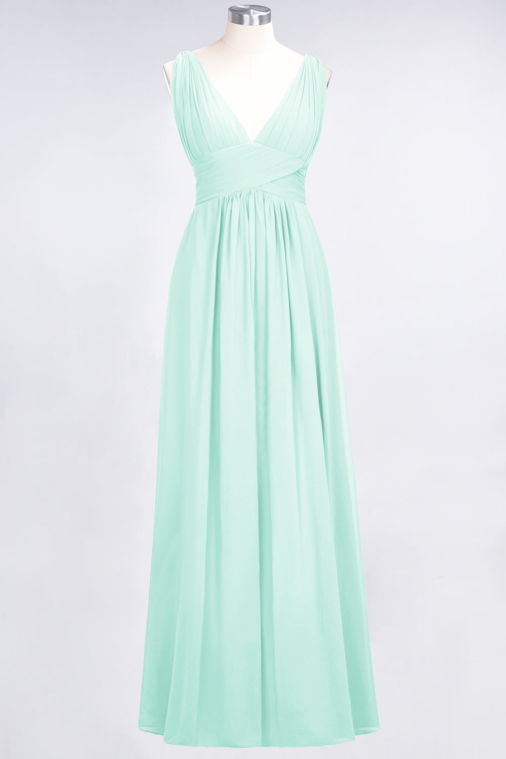 Elegant V-Neck Burgundy Chiffon Affordable Bridesmaid Dress with Ruffle-Babyonlines