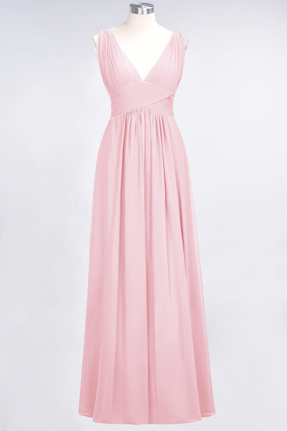 Elegant V-Neck Burgundy Chiffon Affordable Bridesmaid Dress with Ruffle-Babyonlines