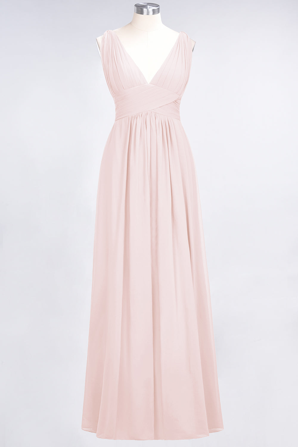 Elegant V-Neck Burgundy Chiffon Affordable Bridesmaid Dress with Ruffle-Babyonlines