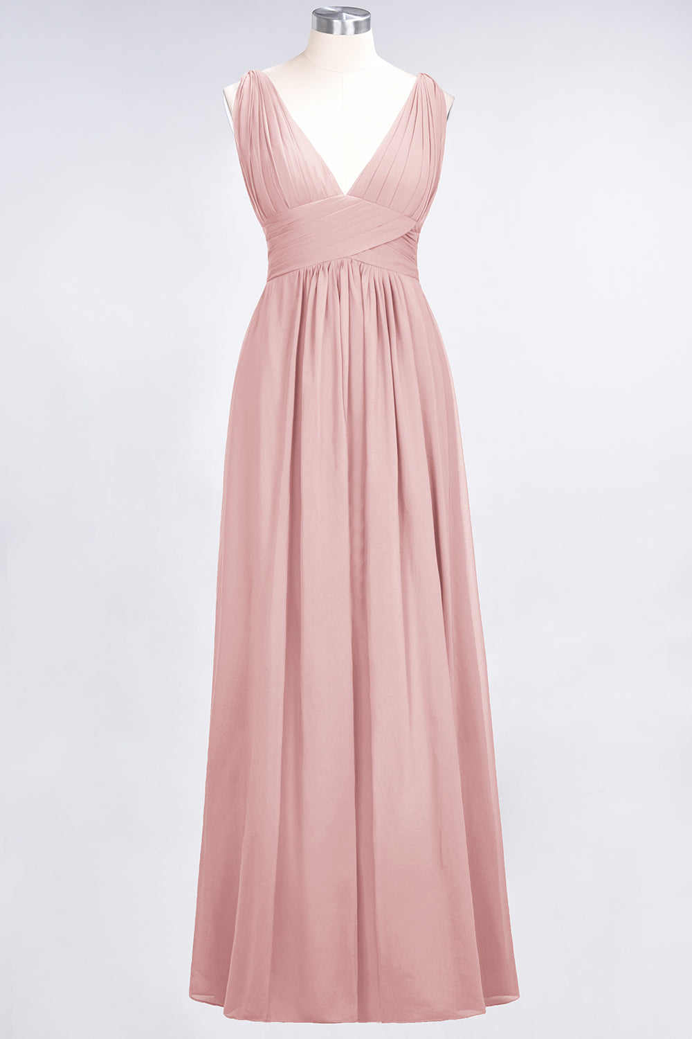 Elegant V-Neck Burgundy Chiffon Affordable Bridesmaid Dress with Ruffle-Babyonlines