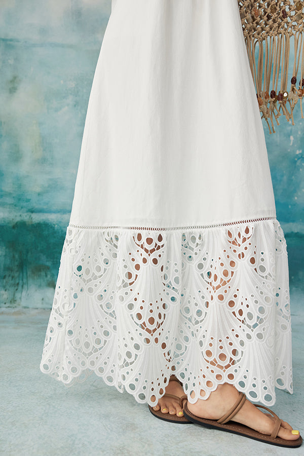 Babyonlines Elegant White Halter Lace A-line Dresses