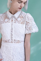 Babyonlines Elegant White Lace Short Sleeves A-line Dresses
