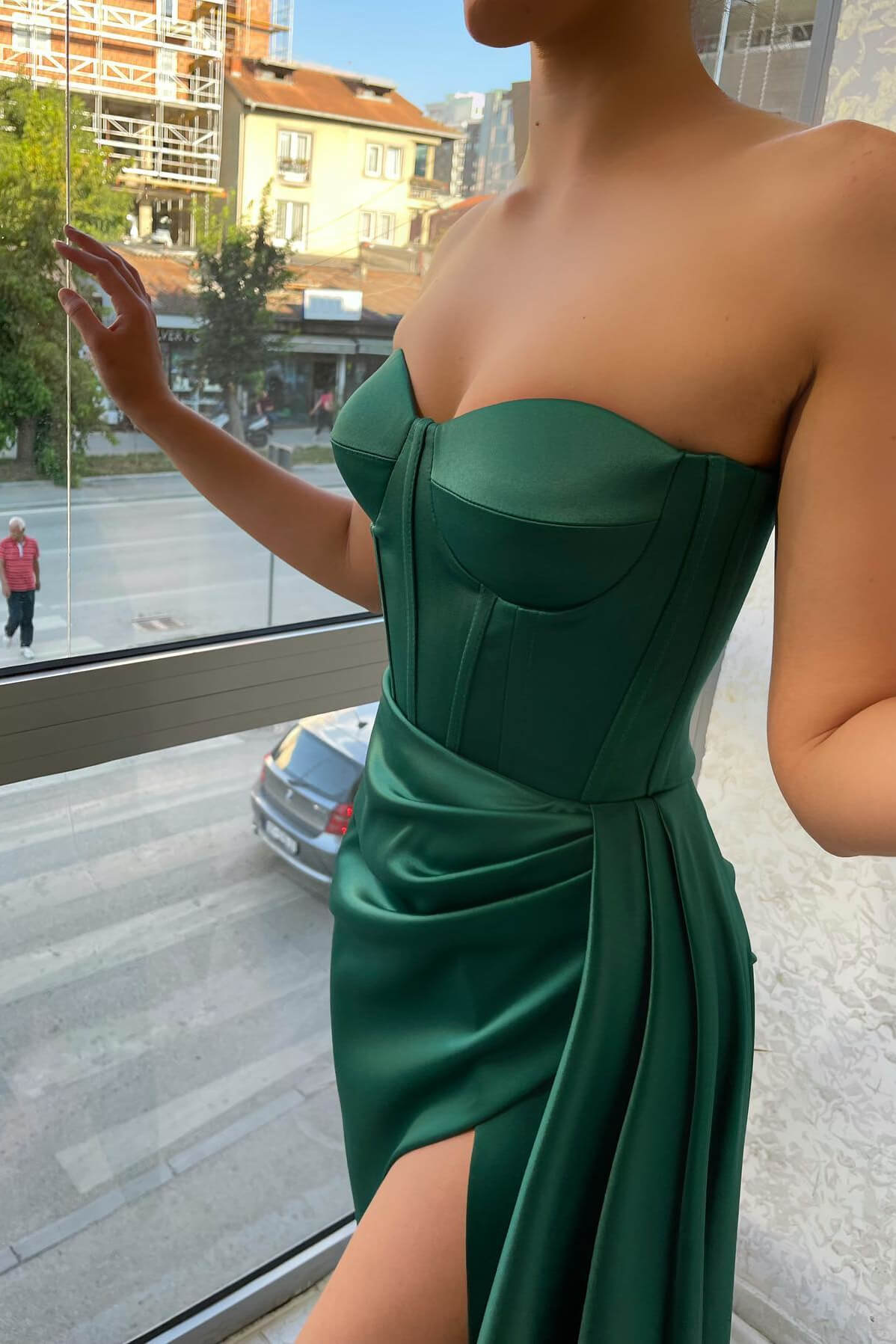 Emerald Green Sweetheart Mermaid Long Prom Dress with Split