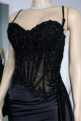 Exquisite Spaghetti Strap Pleated Long Prom Dress with Beading Split