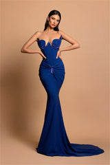 Exquisite Strapless Mermaid Long Prom Dress with Beading