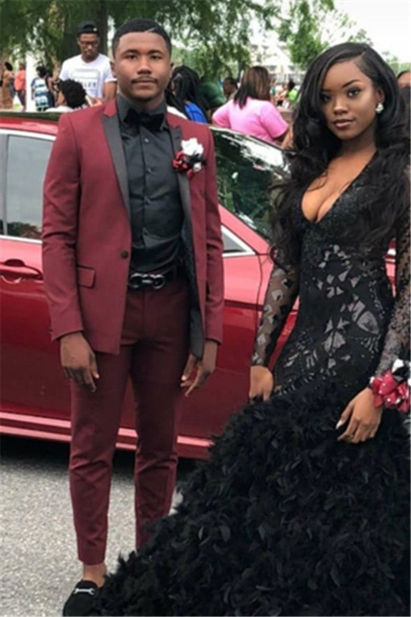 Fashionable Black Lapel Two-Piece Designer Wedding Suit on Sale