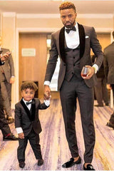 Fashionable Gray and Black Shawl Lapel Three-Piece Wedding Suit