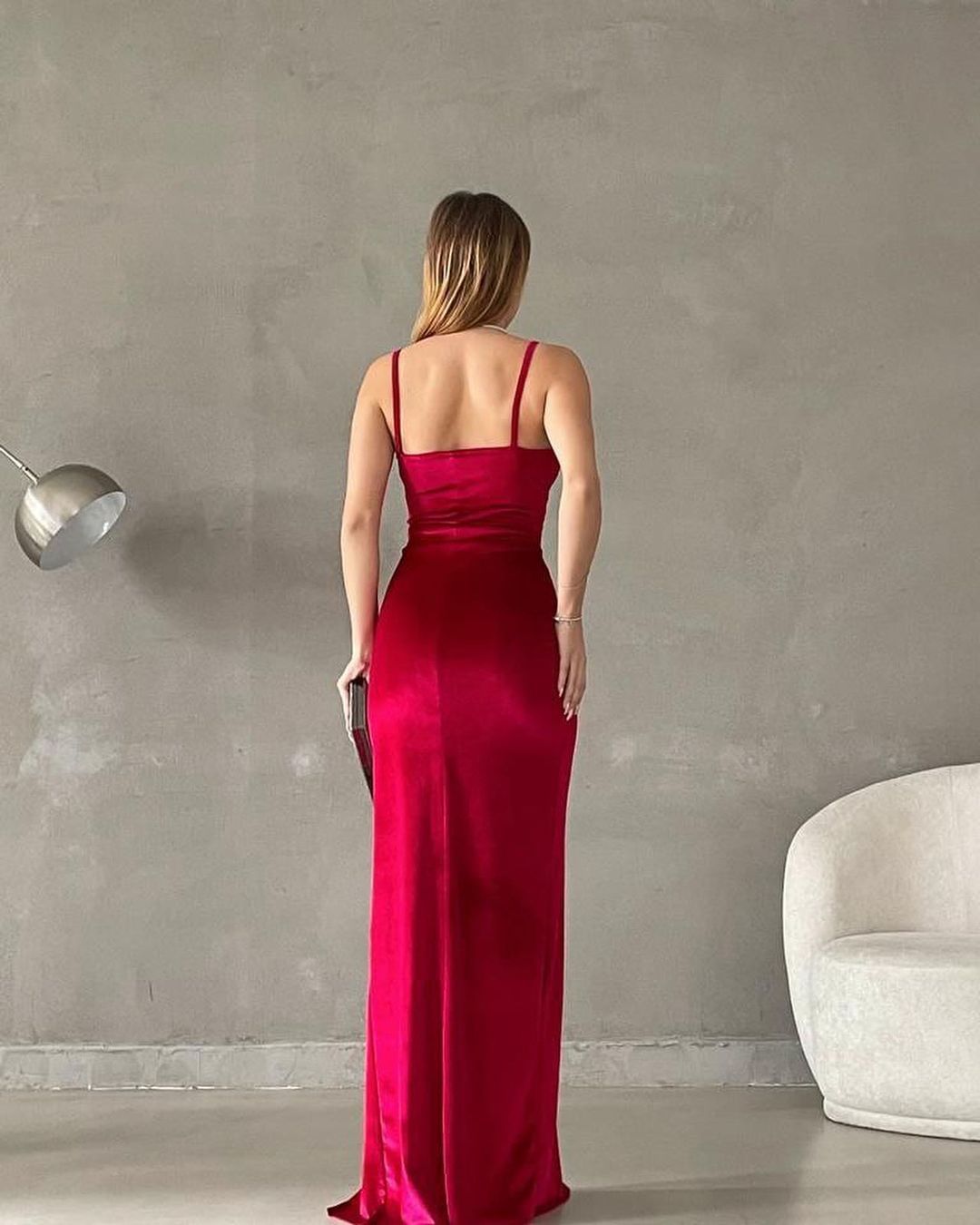 Spaghetti Strap Mermaid Long Prom Dress with High Split