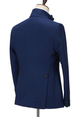 Formal Dark Navy Two-Piece Dinner Suit with Peak Lapel for Men