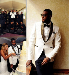 Formal Jacquard Tailcoats for Bridegroom and Groomsmen Wedding Suits 2024