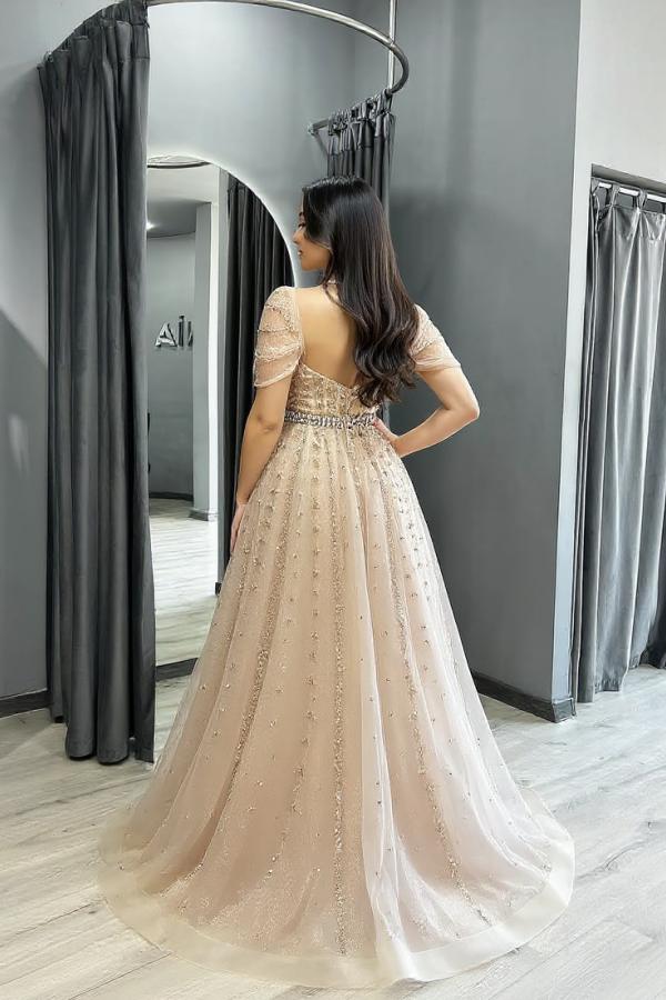 Long Sweetheart Backless A-line Off-the-Shoulder Formal Evening Dresses