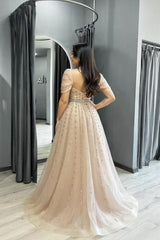 Long Sweetheart Backless A-line Off-the-Shoulder Formal Evening Dresses