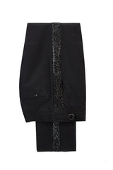 Glamorous Black Peak Lapel Sky Blue Sparkle Two-Piece Evening Suit