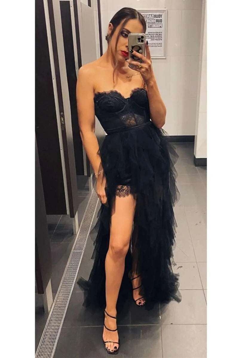 Glamorous Strapless Tulle Prom Dress Sleeveless Ball Gown