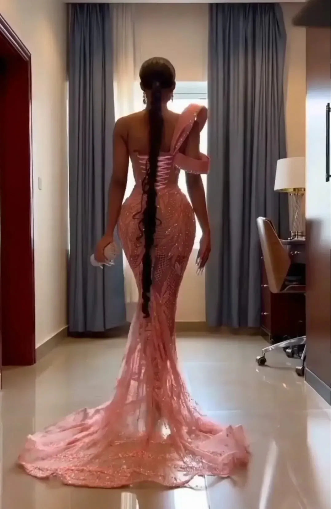 One Shoulder Mermaid Long Prom Dress with Beading Embroidery