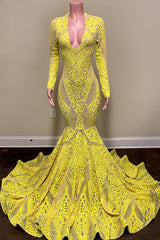 Gorgeous Long Sleeve Mermaid Long Prom Dress with Embroidery
