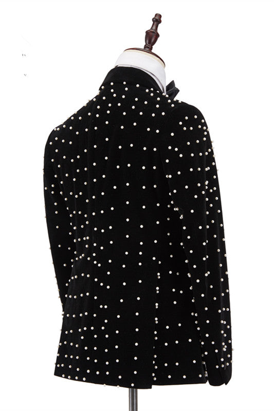 Gorgeous Casual Black Prom Outfit with Peaked Lapel for Men