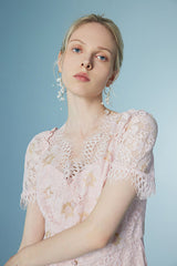 Babyonlines Graceful Short Sleeves A-line Lace Floral Dresses