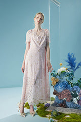 Babyonlines Graceful Short Sleeves A-line Lace Floral Dresses