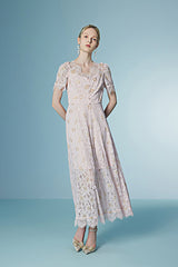 Babyonlines Graceful Short Sleeves A-line Lace Floral Dresses