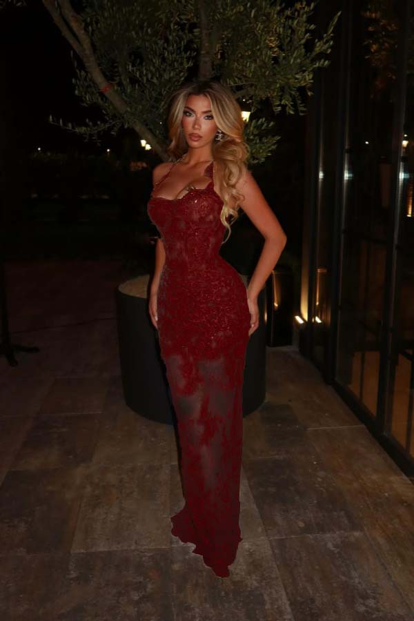 Halter Mermaid Long Prom Dress with Lace Embroidery