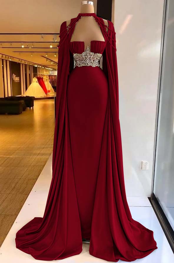 Halter Mermaid Long Prom Dress with Pleated Beading