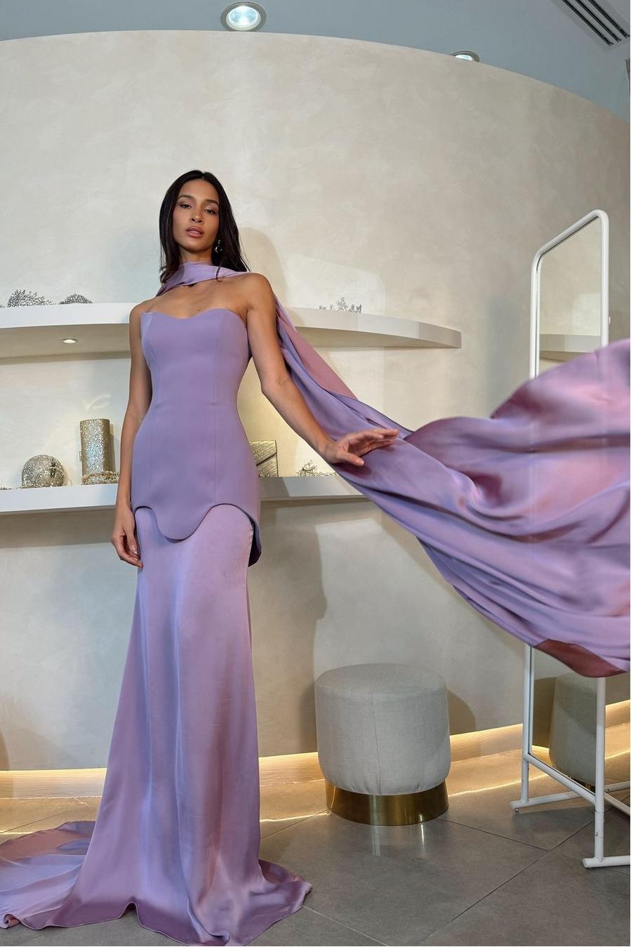 Halter Strapless Mermaid Long Pleated Prom Dress