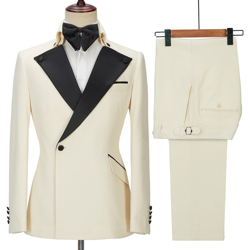 Handsome White One-Button Men's Wearhouse Wedding Suit