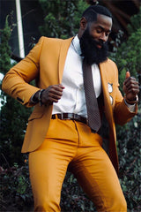 High Quality Yellow Party Bespoke Prom Suit with One Button for Boy, Shawl Lapel