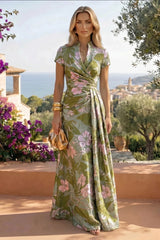 Jacquard Sheath Column V Neck Floor Length Mother of the Bride and Groom Dresses with Ruched Waist