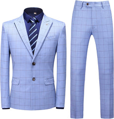 Julian Sky Blue Peaked Lapel Two Pieces Fancy Business Suits