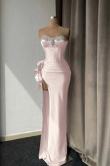 Light Purple Prom Dress with Rhinestone and High Split