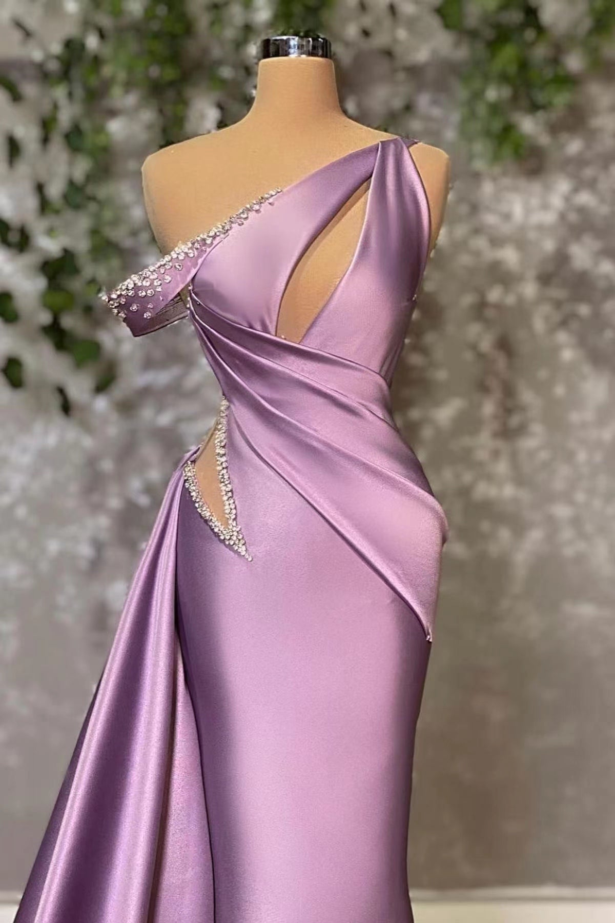 Lilac Off the Shoulder Mermaid Long Prom Dress with Beading