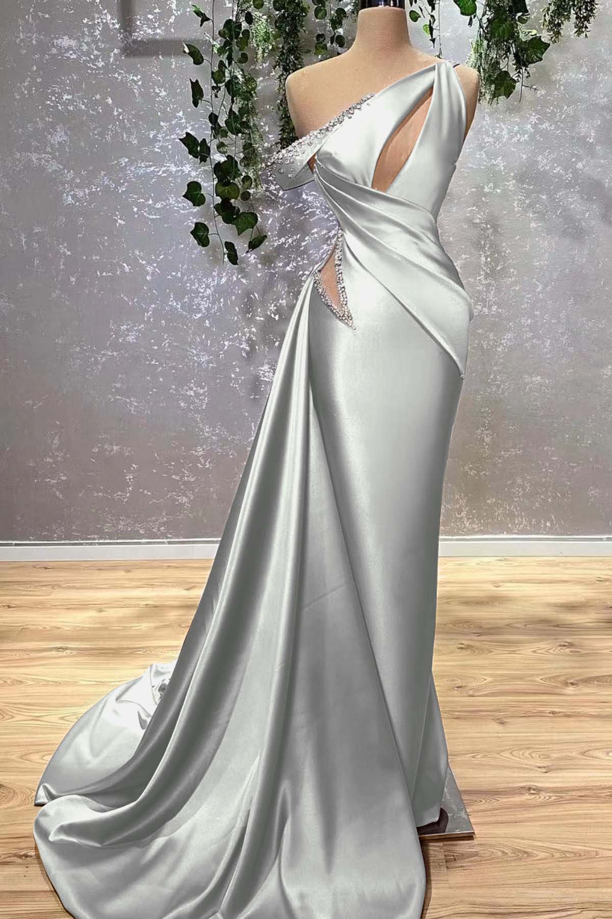 Lilac Off the Shoulder Mermaid Long Prom Dress with Beading