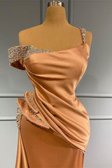Off the Shoulder Mermaid Long Prom Dress with Beading and Ruffles