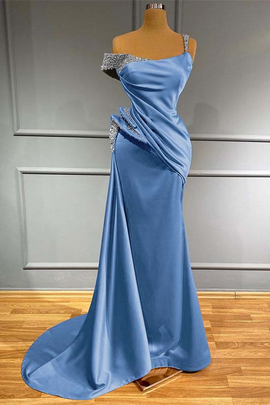 Off the Shoulder Mermaid Long Prom Dress with Beading and Ruffles