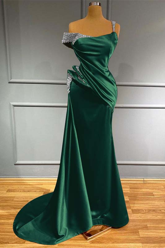 Off the Shoulder Mermaid Long Prom Dress with Beading and Ruffles