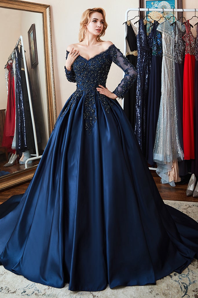 Off the Shoulder Mermaid Prom Dress with Beading and Lace Appliques