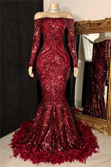 Long Sleeve Strapless Mermaid Prom Dress with Sequins