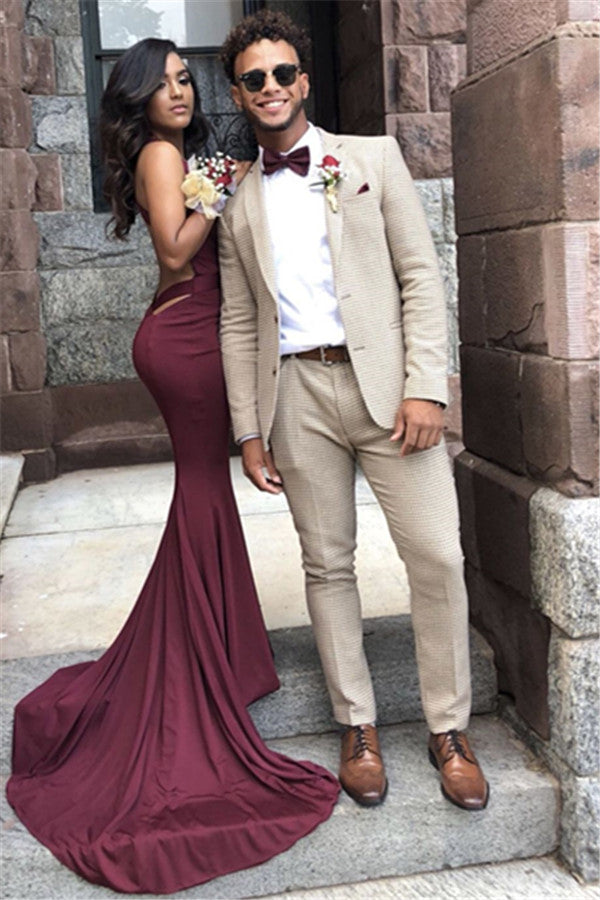 Men's Wearhouse Off-White Wedding Suit with Plaid
