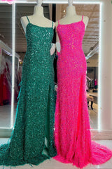 Mermaid Fitted Straps Feathers Long Prom Dress with Slit