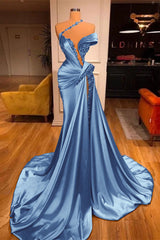 Off the Shoulder Mermaid Long Prom Dress with Beading Split