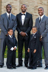 Modern Black Silk Notched Lapel Two-Piece Wedding Suit for Men¡¯s Parties