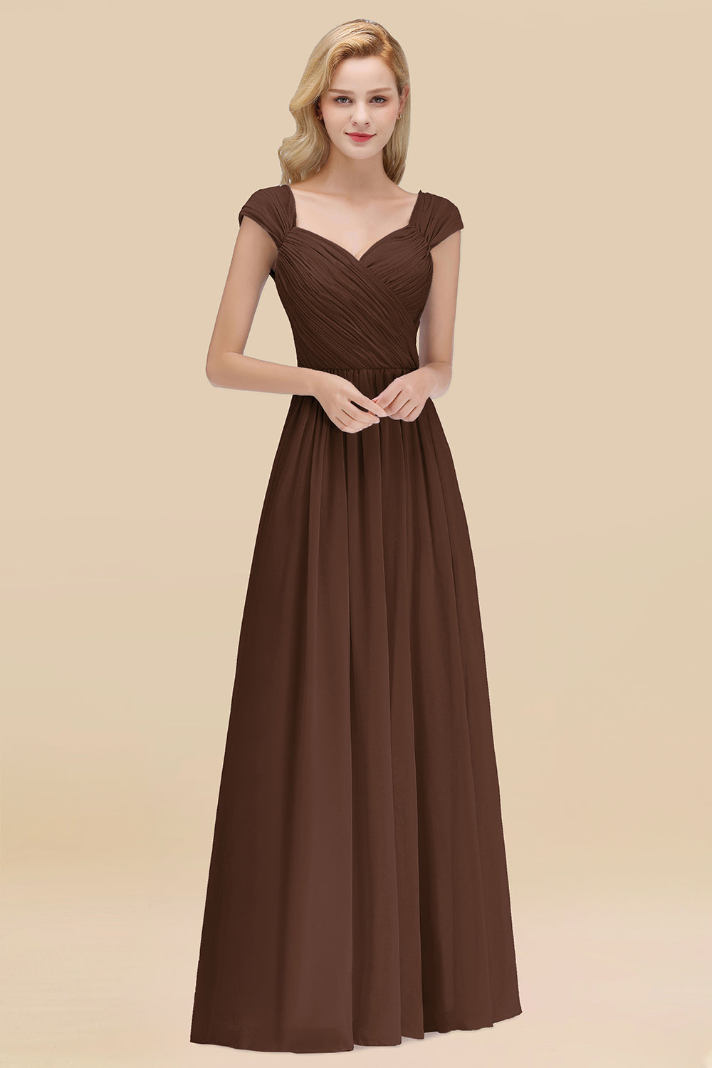 Modest Chiffon Sweetheart Sleeveless Affordable Bridesmaid Dresses with Ruffles-Babyonlines